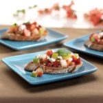 Crostini with Feta and Pear-Strawberry Salsa